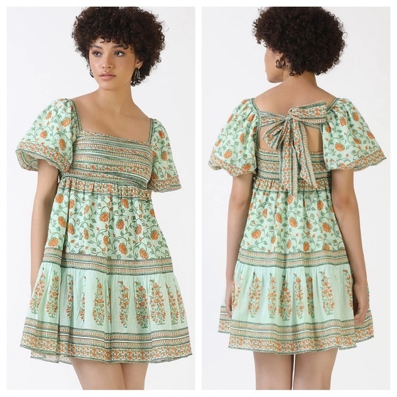 CELINA MOON Dresses & Skirts - NEW Celina Moon Frankie Mini Dress - Sage Green Vines -bow back, marigolds